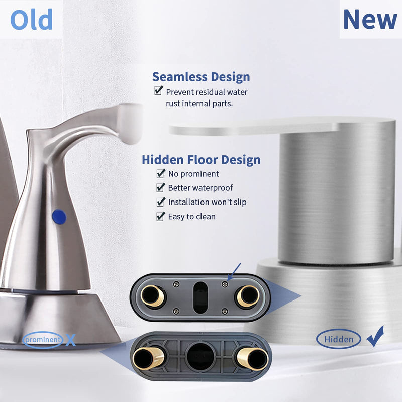 Bathroom Faucet Brushed Nickel 2-Handle Bathroom Sink Faucet 360 Degree High Arc Swivel Spout Centerset 4 Inch Vanity Faucet RV Bathroom Faucet 3 Holes Lavatory Faucet without drain 4 inch c