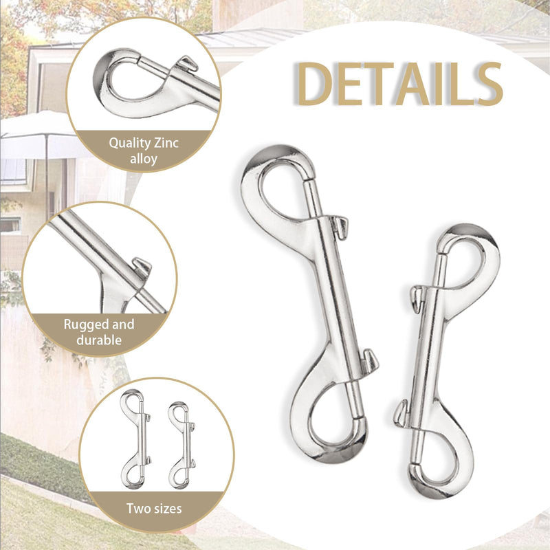 8 PCS Double Ended Bolt Snaps Hook Trigger Chain Metal Clips Key Holder for Linking Key Chain Dog Leash Collar Pet Sling Feed Buckets Zinc Alloy Silver