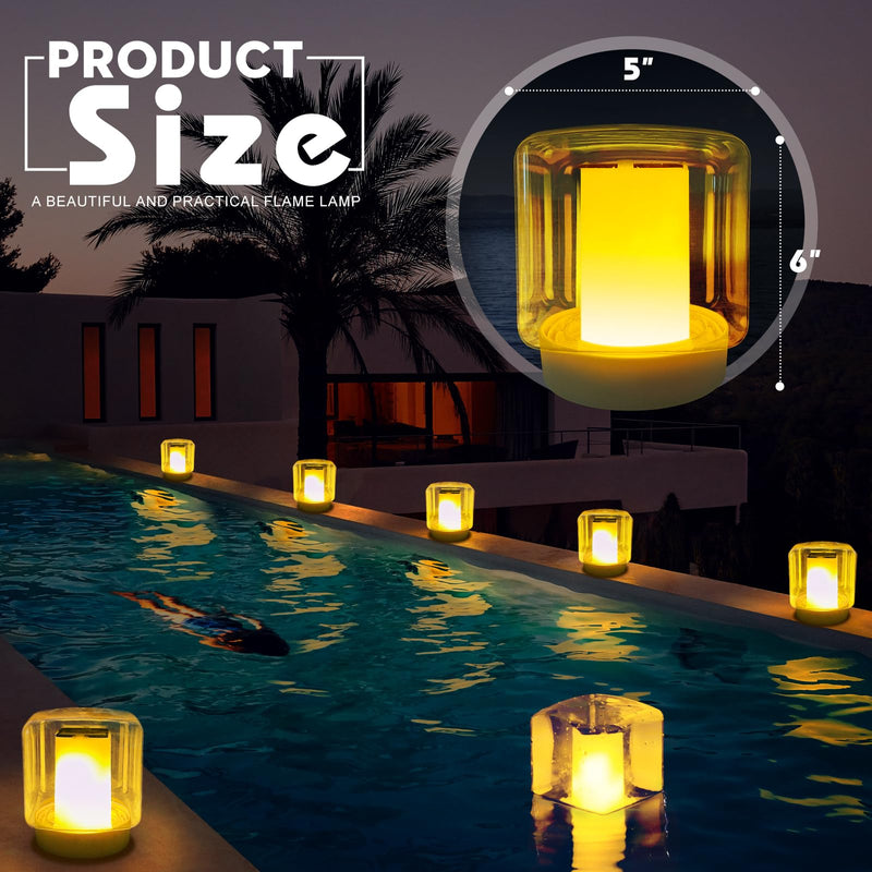 Floating Pool Lights, Solar Flame Pool Lights Waterproof, Square Pool Light, Glow in The Dark Light Up Swimming Pools Accessories,Floating Solar Light for Pools Pond Outdoor-2PCS 2