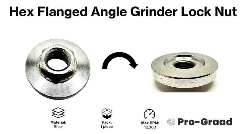 5/8-11 Angle Grinder Flange Nut, Hex Flanged Replacement Lock Nut, Locking Fastener Upper Pressing Plate Nut for 5/8”-11 Angle/Side Grinders 5/8-11 Hex Flanged Angle Grinder Lock Nut
