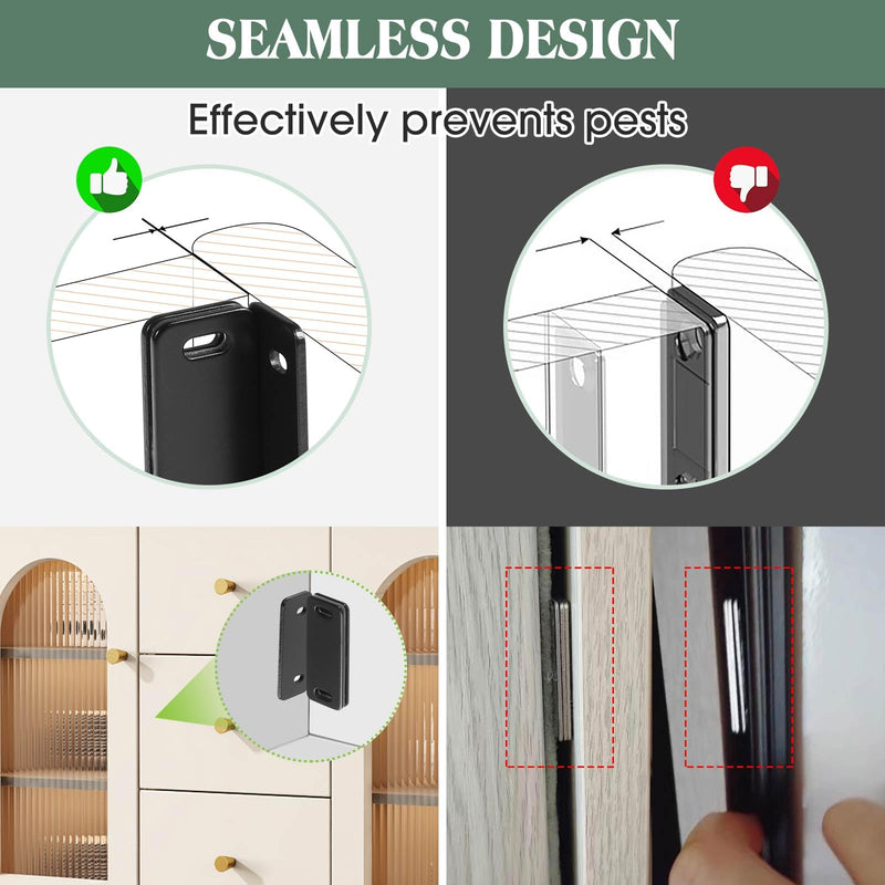 Ultra Thin Cabinet Door Magnets Catch,Magnetic Door Catch,Cabinet Latch Magnetic Closures for Kitchen Closet and Cupboard Wardrobe (Black Magnetic 4P) Black Magnetic 4P
