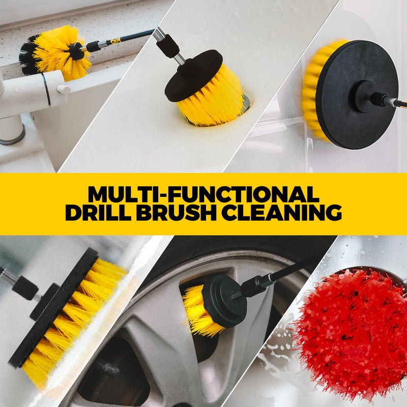 Holikme 22Pack Drill Brush Attachments Set,Scrub Pads & Sponge, Buffing Pads,Power Scrubber Brush,Car Polishing Pad Kit,Wax Applicator Pad,Car Cleaning Kit,Masonry Brushes,Cleaning Supplies Yellow