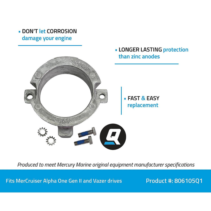 Quicksilver 806105Q1 Aluminum Bearing Carrier Anode for MerCruiser Alpha One Gen II and Vazer Drives
