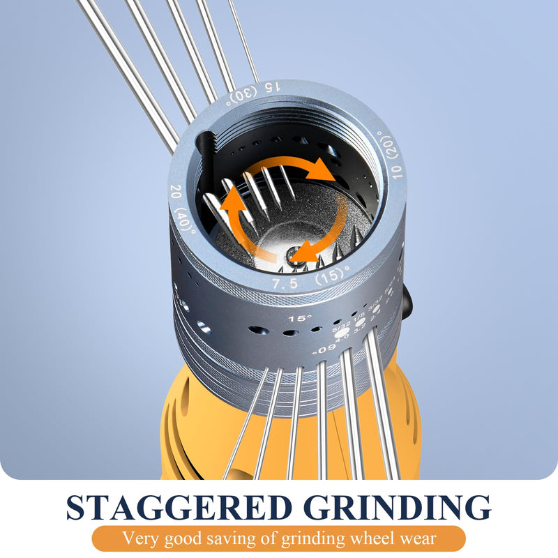 Tungsten Electrode Sharpener Grinder Head,Tungsten Sharpener for Tig Welding with 48 Holes,4 Angles 6 Size,3 CNC Mandrel,10 Double Diamond Wheels Suitable for Most Rotary tool
