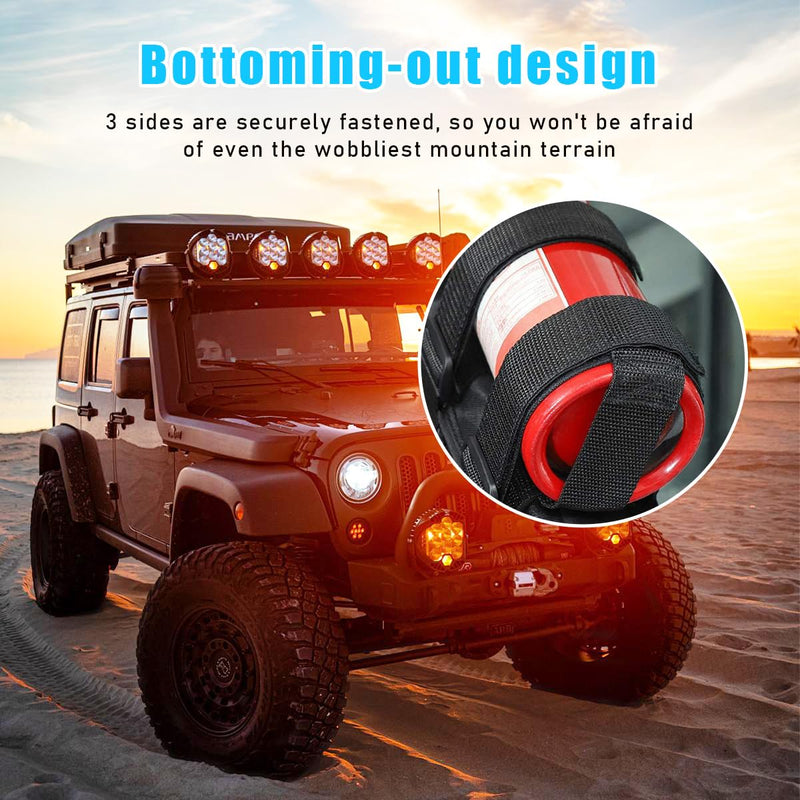 Roll Bar Fire Extinguisher Holder, Adjustable Fire Extinguisher Mount Strap with American Flag Pattern, Car Accessories Fixed Belt for Wrangler JK JKU TJ CJ Gladiator (Black) Black