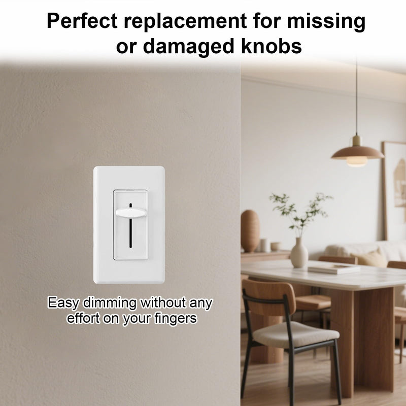 BOXOB 8pcs Dimmer Replacement Knobs for Lutron Glyder, Premium PETG Dimmer Light Switch Knob Missing or Damaged Perfect Replacement (White)