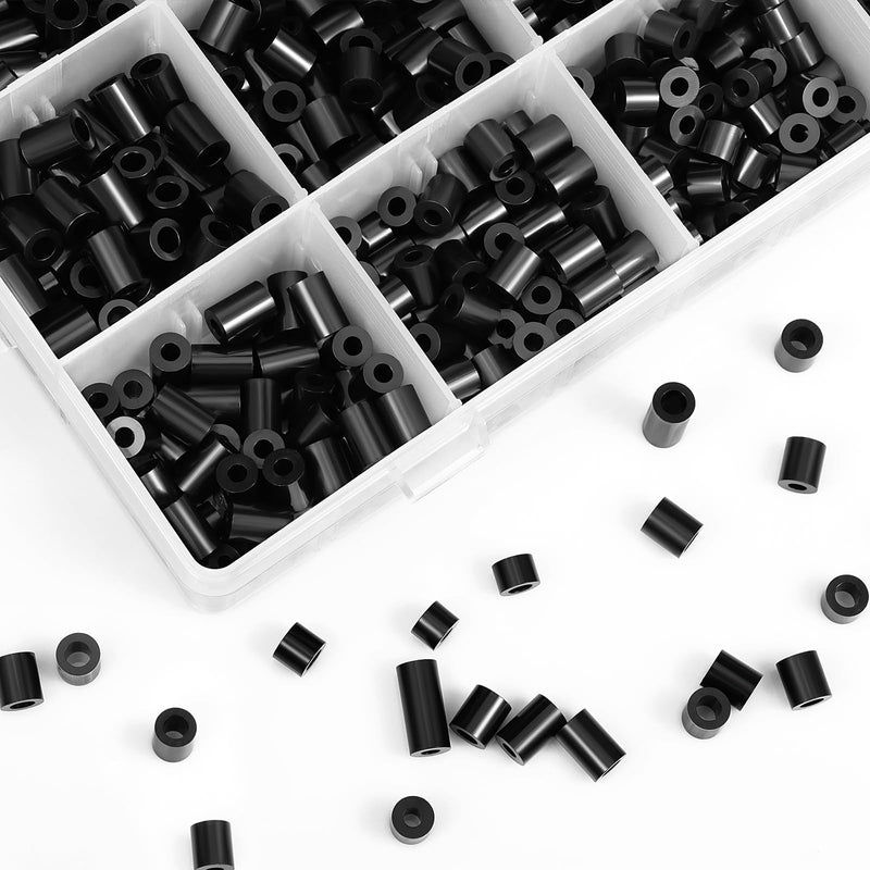 1000 Pcs Electrical Outlet Screws Spacers, Black Nylon Round Spacer for M3 M4 Screws, Plastic Spacers Without Threaded,Round Spacer Assortment Kit for Electrical Outlet Screws Receptacle and Switch.