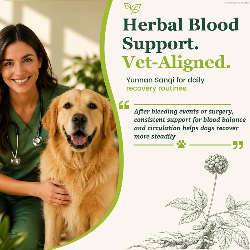 Herbal Yunnan Sanqi Soft Chews for Dogs, Stop Bleeding & Blood Builder for Hemangiosarcoma, Hemoabdomen, Cancer Bleeding, Kidney - Safe Daily Support for Long - Term Care, Boosts Vitality&Energy-150ct