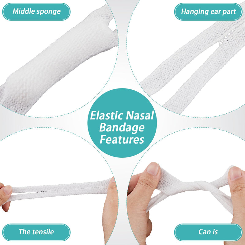 Patelai 30 Pcs Elastic Nose Bandage, External Nasal Bandage Dressing Holder with High Absorption Capacity for Nose, White