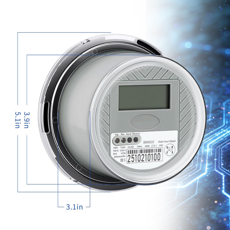 240V Single Phase 3-Wire Energy Monitor, Digital kWh Meter | Rated for up to 200A, Fits 4-Jaw Meter Sockets, with LCD Display, Easy Installation for Home, Workshop & RV 240 Volts (AC)