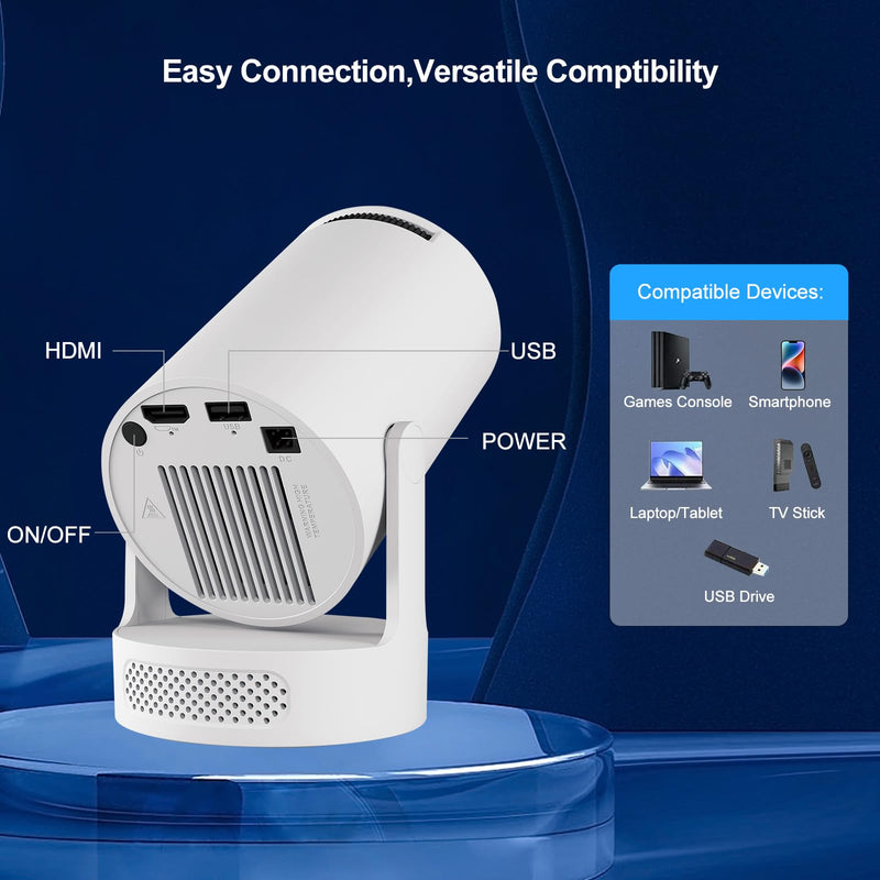 【Built-in Apps】HY300Ultra Mini Projector WiFi Bluetooth ,Movie Projector Compatible with TV Stick Smartphone / USB,Support 4K Portable HD Outdoor Indoor for Home Theater with Wall/Ceiling Projection