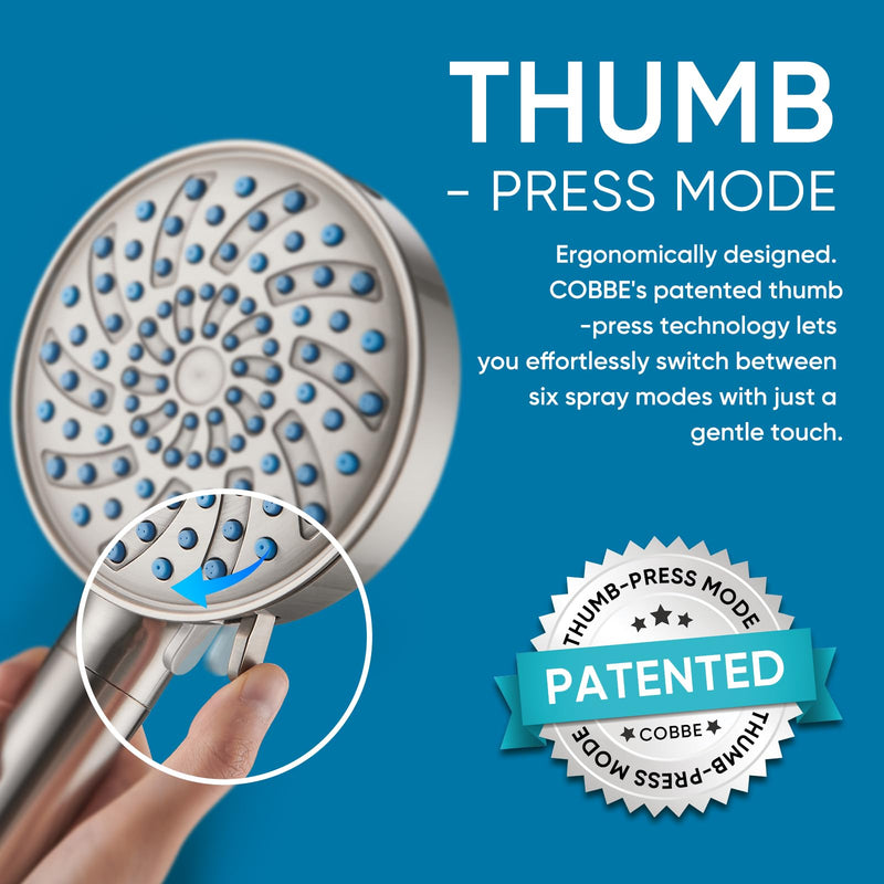 Cobbe Filtered Shower Head with Handheld, High Pressure 7-mode Showerhead with Filters for Hard Water - Remove Chlorine - Reduces Dry Itchy Skin, Patented Paddle Shift Design, Brushed Nickel Round (Built-in Power Wash) 3. Brushed Nickel