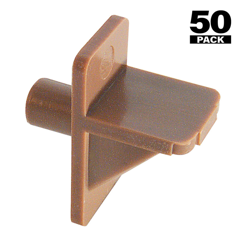 Prime-Line MP9001 Shelf Support Pegs 1/2 In. Width X 1 In. Length X 1/4 In. Diameter Plastic Light Brown (50 Pack)