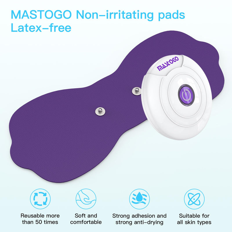 Tens Unit Wireless Electrode Pads, MASTOGO Replacement Electrode Pads with Standard 3.5mm Snap-on Connectors (4PCS/Set) (Purple) Purple