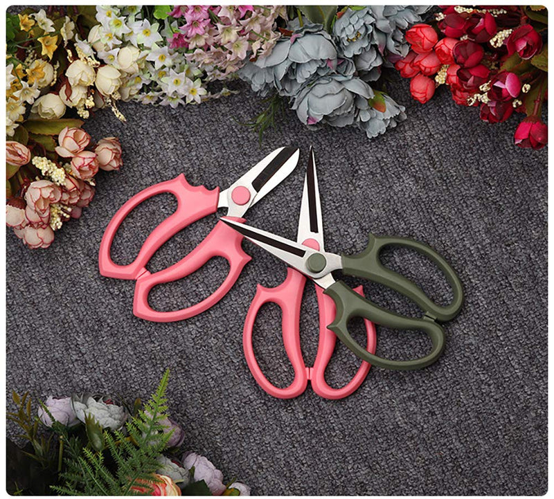 Leize Flower Scissors, Premium Thickened Stainless Steel Floral Shears, Strong Pruner for Flowers, Branches and Leaves (Grey Green Slender) Grey Green Slender