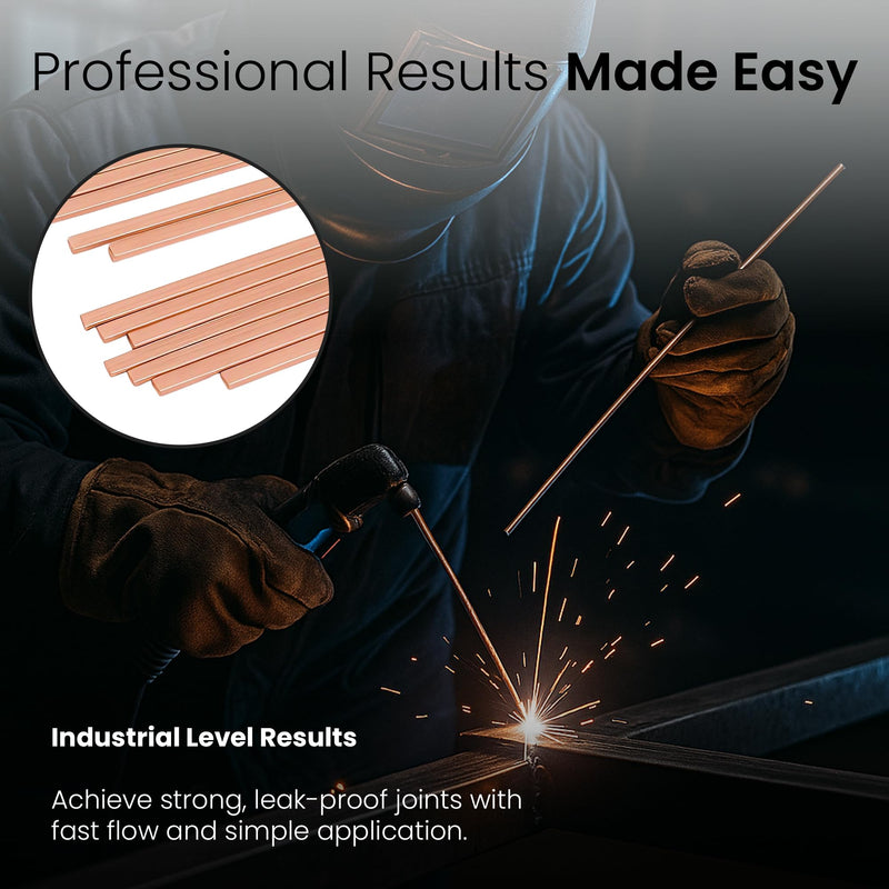 10 pcs Brazing Rods AWS BCuP-5 15% Silver Solder Phos Copper Brazing Alloy Flat Welding Rods 0.050"x1/8"x14" for HVAC, Refrigeration, and Industrial Applications 10