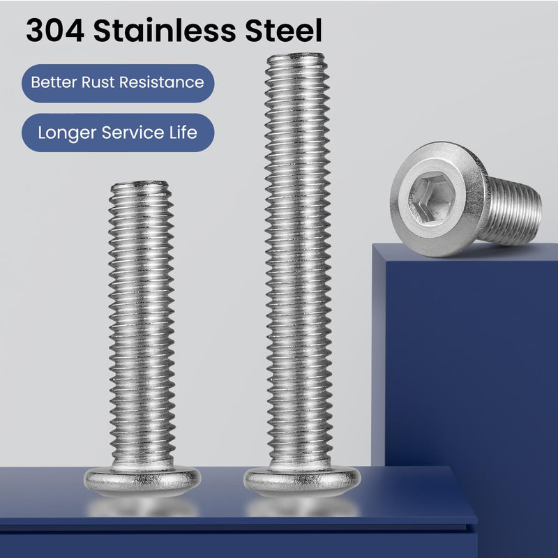 1/4-20 Bolt, 20Pcs 1/4-20 x 3/4" Flat Head Hex Socket Cap Screws, 304 Stainless Steel 18-8 Furniture Bolts, Full Thread (with Hex Spanner) 1/4x3/4 Silver 20
