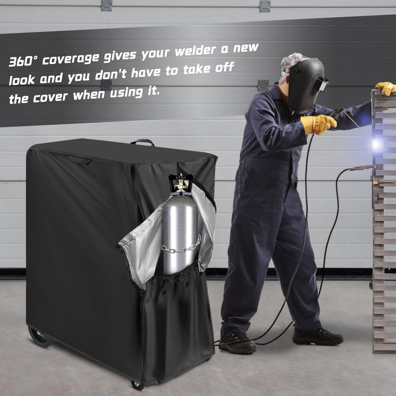 Welding Cart Cover, Black Waterproof and Durable Protective Welding Machine Cover for Most Plasma Cutter Rolling Welding Cart on Market