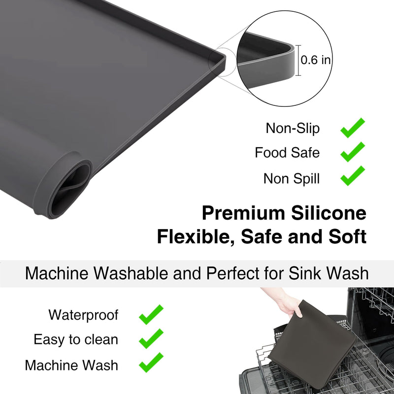 SEIRI 1pcs Washer and Dryer Covers for The Top, 26" x 18" Silicone Dryer Top Protector Mat Non-Slip Waterproof Washing Machine Cover Protector Top Load for Laundry & Kitchen (Dark Gray) Dark Gray | 26" X 18" in | 1pcs