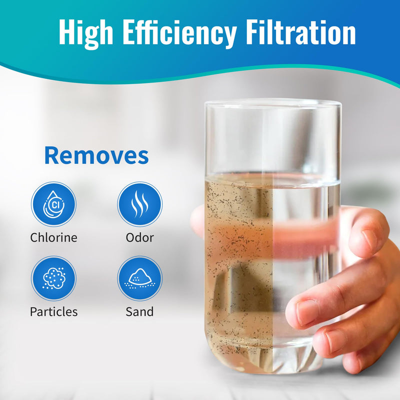 CFS – 5 Micron Activated Carbon Water Filter Cartridge Compatible with 202000 Models – 10" Whole House Replacement Filter Cartridge - Remove Bad Taste and Odor – (4 Pack + 4 O-Rings) 4 Pack + 4 O-Rings