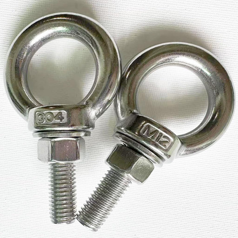 Heavy Duty Eye bolt, 2 PCS M12 304 Stainless Steel Eye Bolt Heavy Duty Lifting Ring 1.57" Threaded Eyebolt Shoulder Eye Bolts with Nuts and Flat Washers(Thread Length 40mm) m12x40(2pcs)