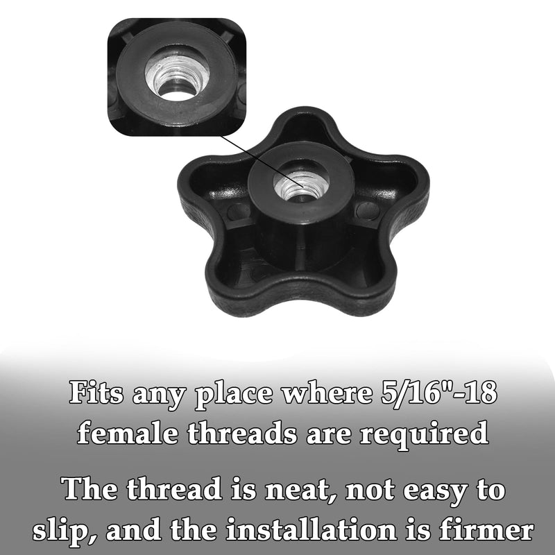 Aifeier ET 4 Pieces 5/16"-18 Female Thread 5 Star Knobs Nylon Clamping Knob Jig Knobs 5/16"