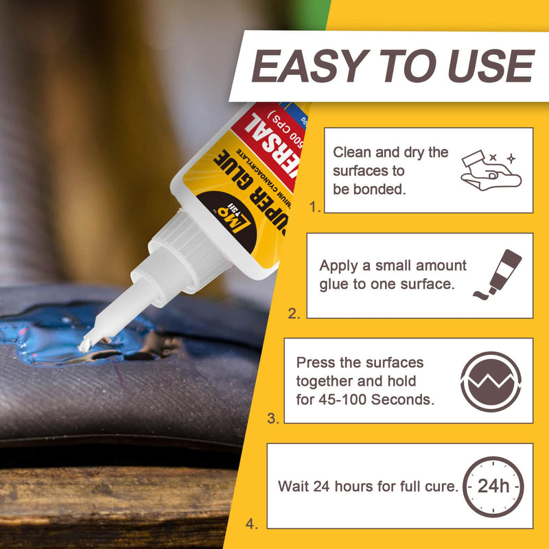 Super Glue Clear Thick CA Glue, Cyanoacrylate Adhesive for Shoe Sole Ceramic Repair Plastic Leather Glass Model Metal Boot Wood Pottery Aquarium Fletching Porcelain Stone, Instant Bonding Waterproof Thick 30g