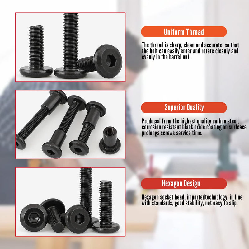 MroMax M6 Binding Screws, M6 x 10mm Carbon Steel Binding Screws and Rivet Socket Cap Connecting for Binding Baby Bed Furniture, DIY Leather, Scrapbook and Photo Albums 10Pcs