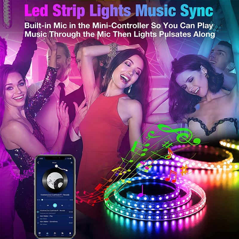 Led Lights 100ft(2 Rolls of 50ft) Smart APP Control Music Sync Led Strip Lights RGB Color Changing Led Lights Strips with Remote Led Lights for Bedroom Kitchen and Party 100 ft