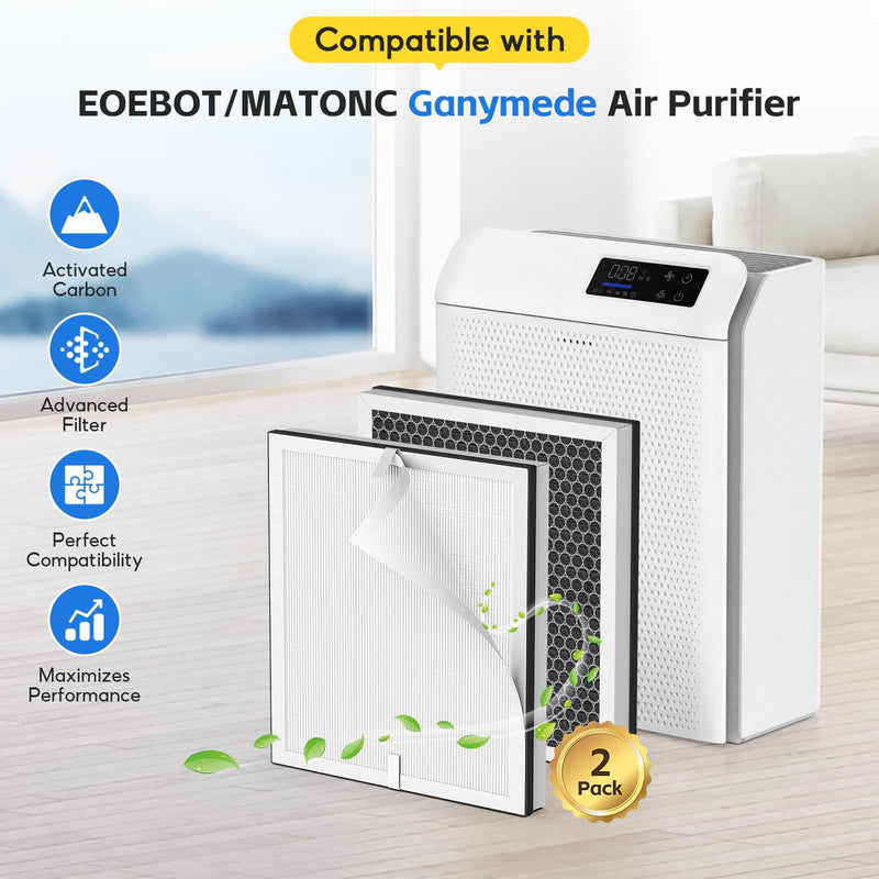 2 Pack Filter Compatible with Eoebot/MATONC Ganymede Air Purifier