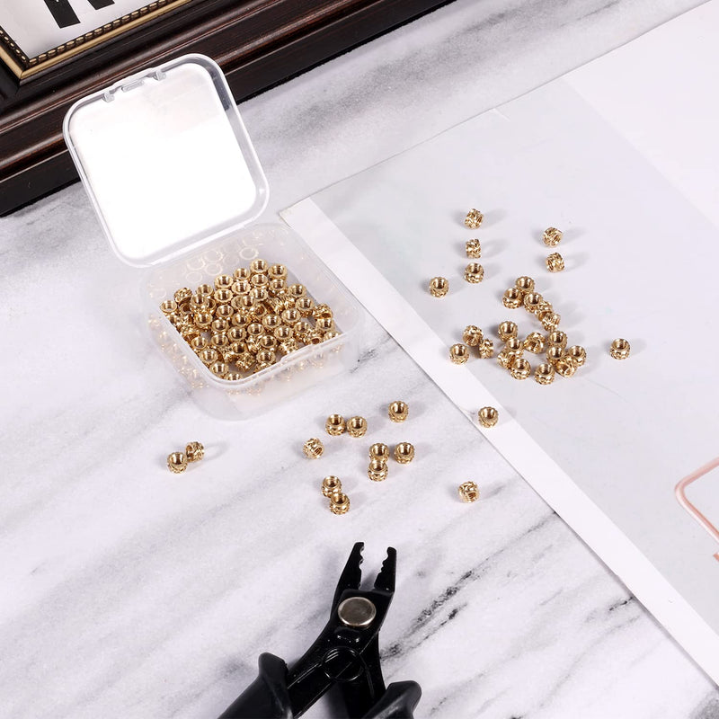 100pcs 3D Printing Brass Nuts, M3x3x5mm M3 Threaded Insert Knurled Brass Nuts Female Thread Knurled Heat Embedment Nut for 3D Printing Parts Loptop Automotive Plastic Shell
