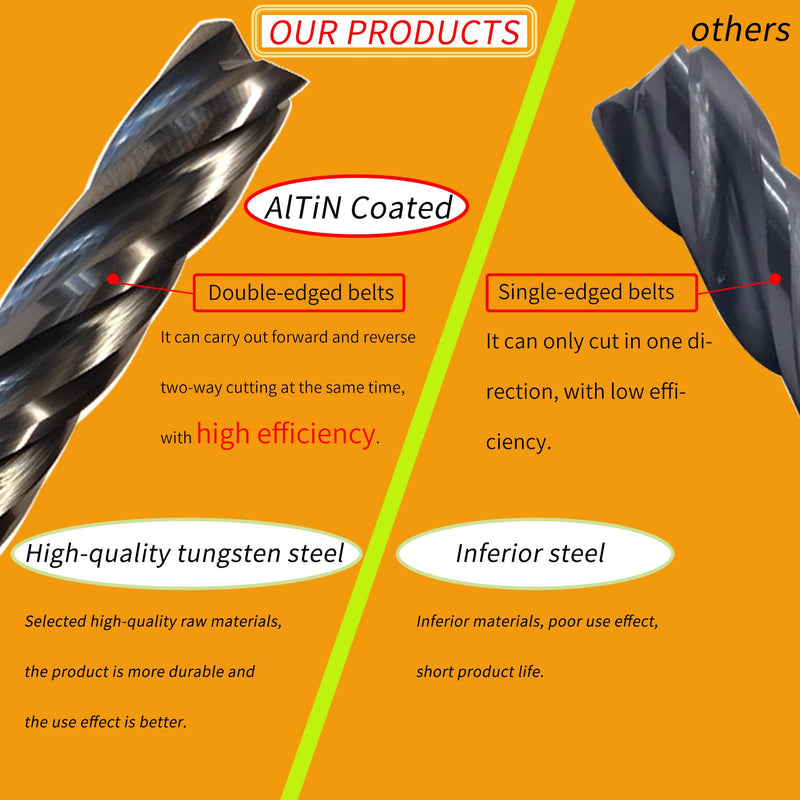 1/4" Carbide End Mill, Extra Long, 4 Flute Solid Carbide Square End Mill, 4" Overall Length, Single End, Helix Angle: 30°, AlTiN Coated,1/4" Cutting Diameter,1-1/2" Length of Cut 1/4"*1-1/2"*4”