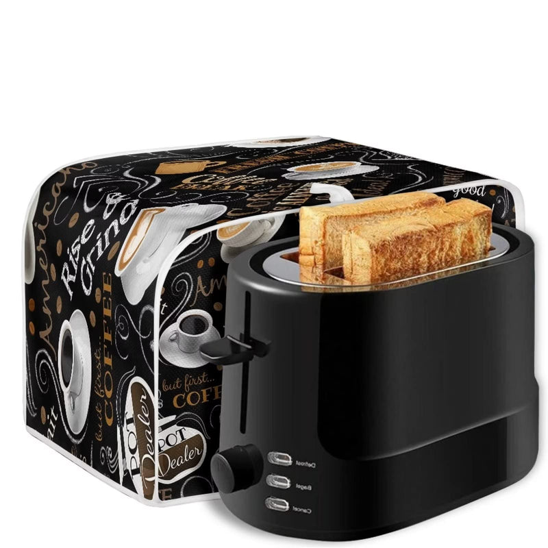 UNICEU Coffee Pattern Toaster Cover, Quilted Toaster Cover Fits for Most Standard 4 Slice Toasters Kitchen Small Appliance Cover Medium for 4 Slices
