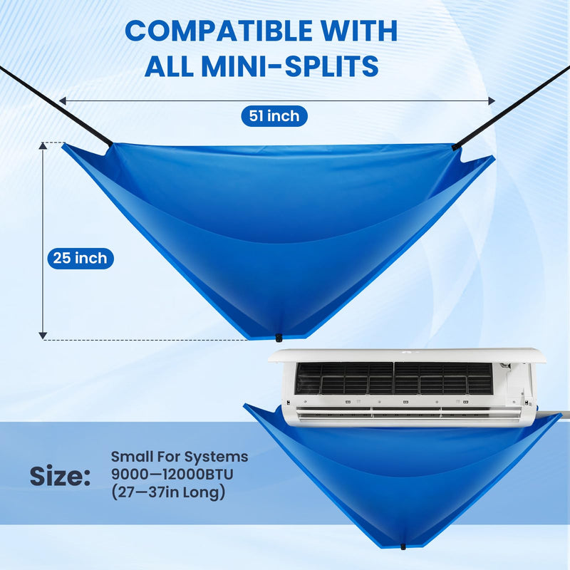 17Pcs Mini Split Cleaning Kit with 2L High Pressure Sprayer, Waterproof PVC AC Cleaning Cover Bag & HVAC Tools, Reusable Fits 27-37in 9000-12000BTU Ductless Wall Mounted AC Units