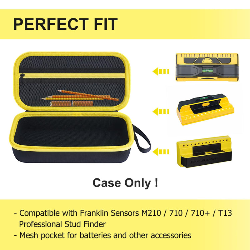 Case for Franklin Sensors ProSensor M210 710PRO 710+ 710 T13 5000+ Professional Stud Finder, Travel Carrying Storage Bag Holder with Mesh Pocket for Battery & Other Accessories (Case Only) Yellow