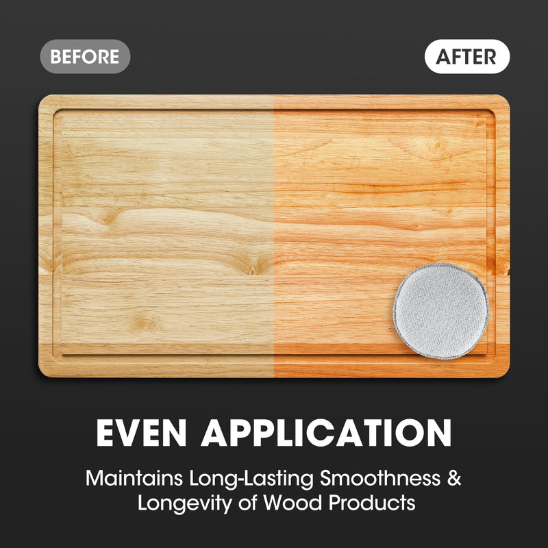 NiHome 5-Inch Wood Conditioner, Wax & Oil Applicator 4-Pack, Reusable Microfiber & Sponge Pads for Scratch-Free Cutting Board Maintenance & Versatile Home Polishing, Machine Washable for Long-Term Use 5 Inch Gray
