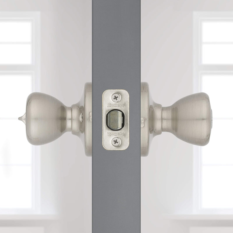 Kwikset Tylo Entry Door Knob with Lock and Key, Secure Keyed Handle Exterior, Front Entrance and Bedroom, Satin Nickel, Pick Resistant SmartKey Rekey Security and Microban