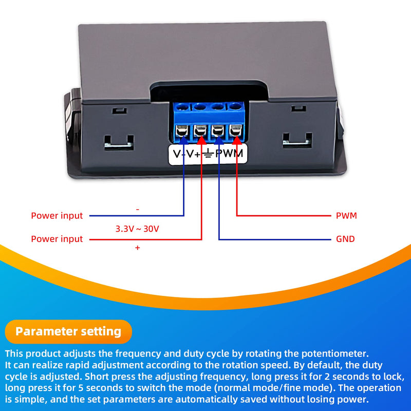 2Pack DC 3.3V-30V Adjustable Output 1Hz-150kHz PWM Pulse Frequency Duty Cycle Square Wave Signal Generator Module XY-PWM Signal