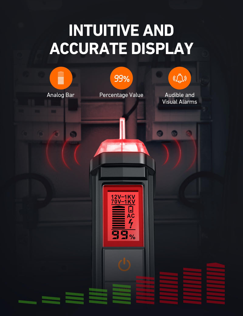AstroAI VTS1000H Voltage Tester with Screwdriver, Non-Contact Electrical Tester, Dual Range AC 12V/70V-1000V, Live Wire Tester, Wire Breakpoint Finder, Audible Alarm, LCD Percentage Display