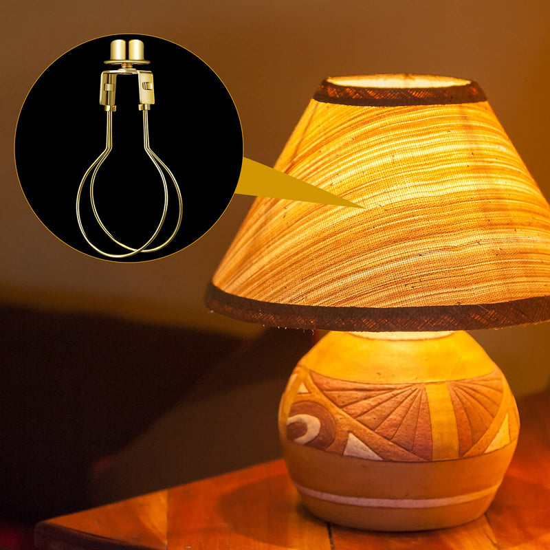 Honoson Bulb Lamp Shade Light Bulb Clip Adapter Includes Finial and Lampshade Levellers for Replacement 2 Golden
