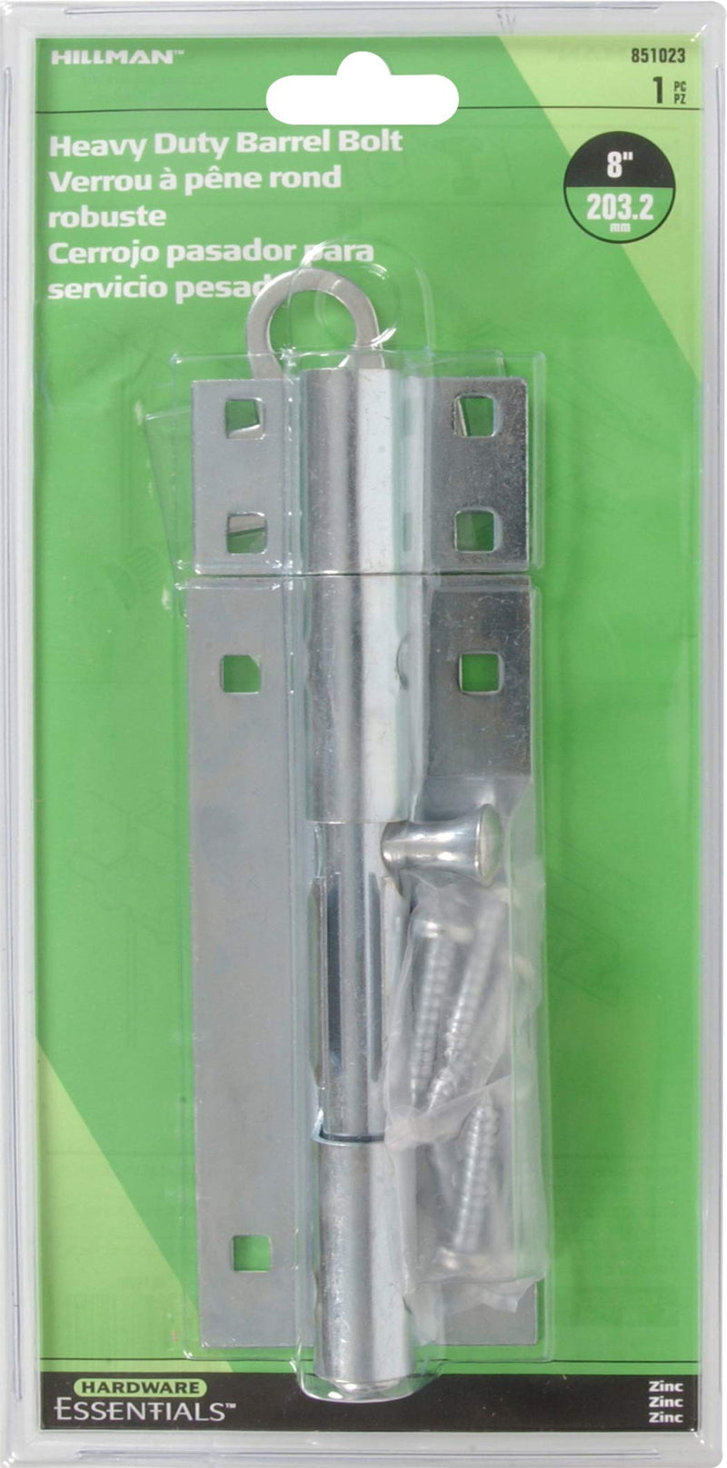 Hardware Essentials 851023 Adjust Lock Zinc Gate Barrel Bolt 8" 8 Inch
