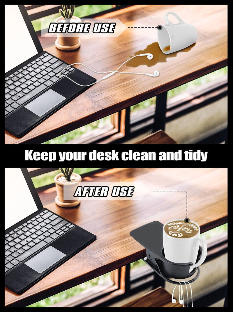 3PCS Drinking Cup Holder Clip Kalolary Chair Desk Bottle Cup Stand DIY Glass Clamp Storage Saucer Clip with Groove for Potted Plant Beverage Coffee Mug Holder Clip for Home & Office (Black White Grey) 3PCS Black White Gray