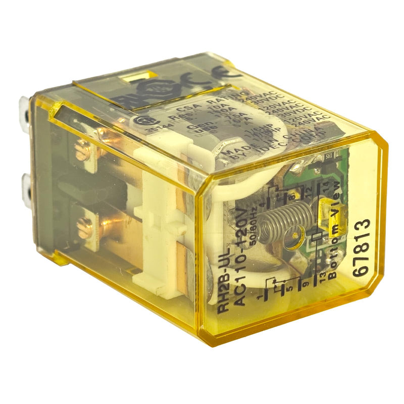 RH2B-ULAC110-120V 10A Power Relay (Pack of 2) - 8-Pin 110/120VAC, DPDT, Plug-in, Blade Terminals, LED Indicator