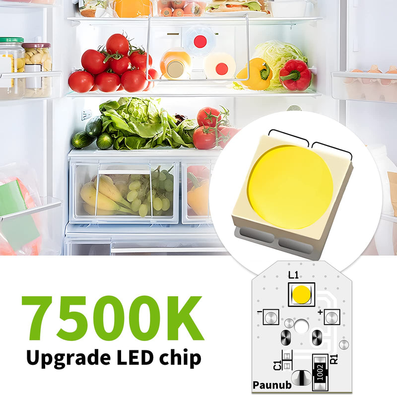 New Upgraded WR55X11132 Refrigerator Bulb Light Replacement Led Compatible WR55X25754 WR55X26486 WR55X30602 EAP12172918 4590213 AP6261806 PS12172918, No-Include Plastic Cover, Waterproof, 5PCS in One