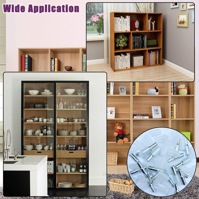 5mm 1/4 Inch Stainless Steel Shelf Support Pegs for Kitchen Cabinets, Adjustable Metal Pins and Clips for Bookshelves, Bookcases, Cupboards, and Glass or Wood Shelves Replacement Holders