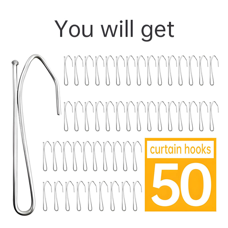 50 Pcs Curtain Drapery Hooks of Heavy Duty 2.68in Metal Pinch Pleat for Window,Door,Shower,Living Room,RV