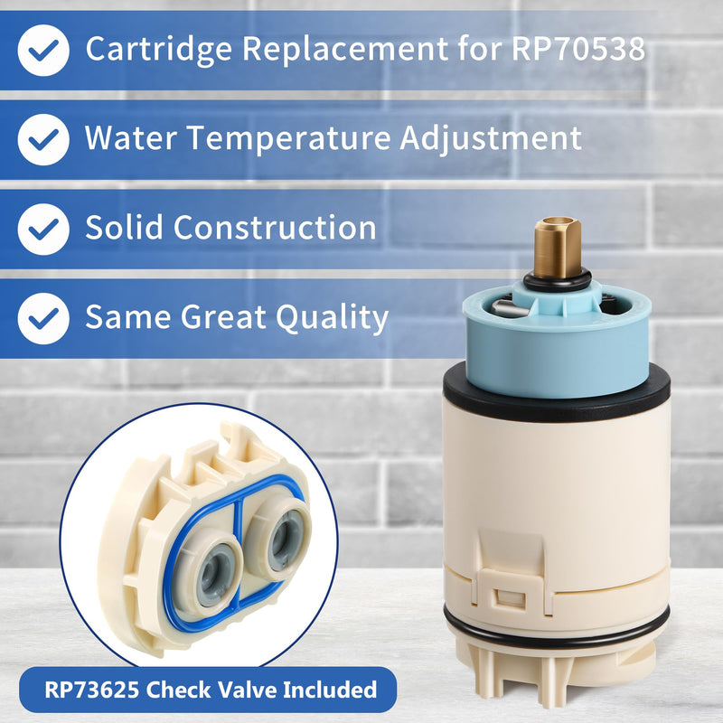 Dreyoo Single Function Pressure Balance Cartridge Replacement for RP70538/RP73625, Shower Cartridge Compatible with Peerless/Delta Single Handle Tub/Showers Faucet (Check Valve Included) (1 Pack) 1