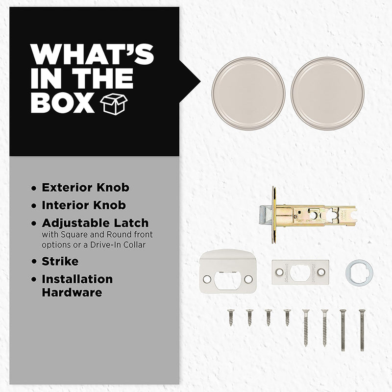 Kwikset Maven Interior Passage Door Knob, Handle for Closet and Hallway Doors, Round Non-Locking Doorknob in Satin Nickel, with Microban Protection