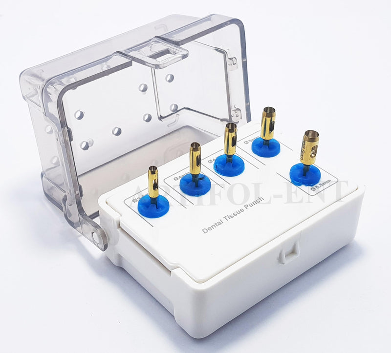 Dental Tissue Punch Kit Gold Color 5 Pcs Set with Holder OS1022