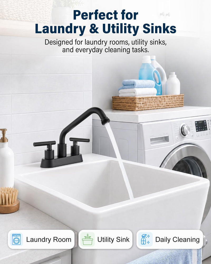 Aolemi Laundry Utility Sink Faucet,3/4" NPT Threaded End,Matte Black Matte Black